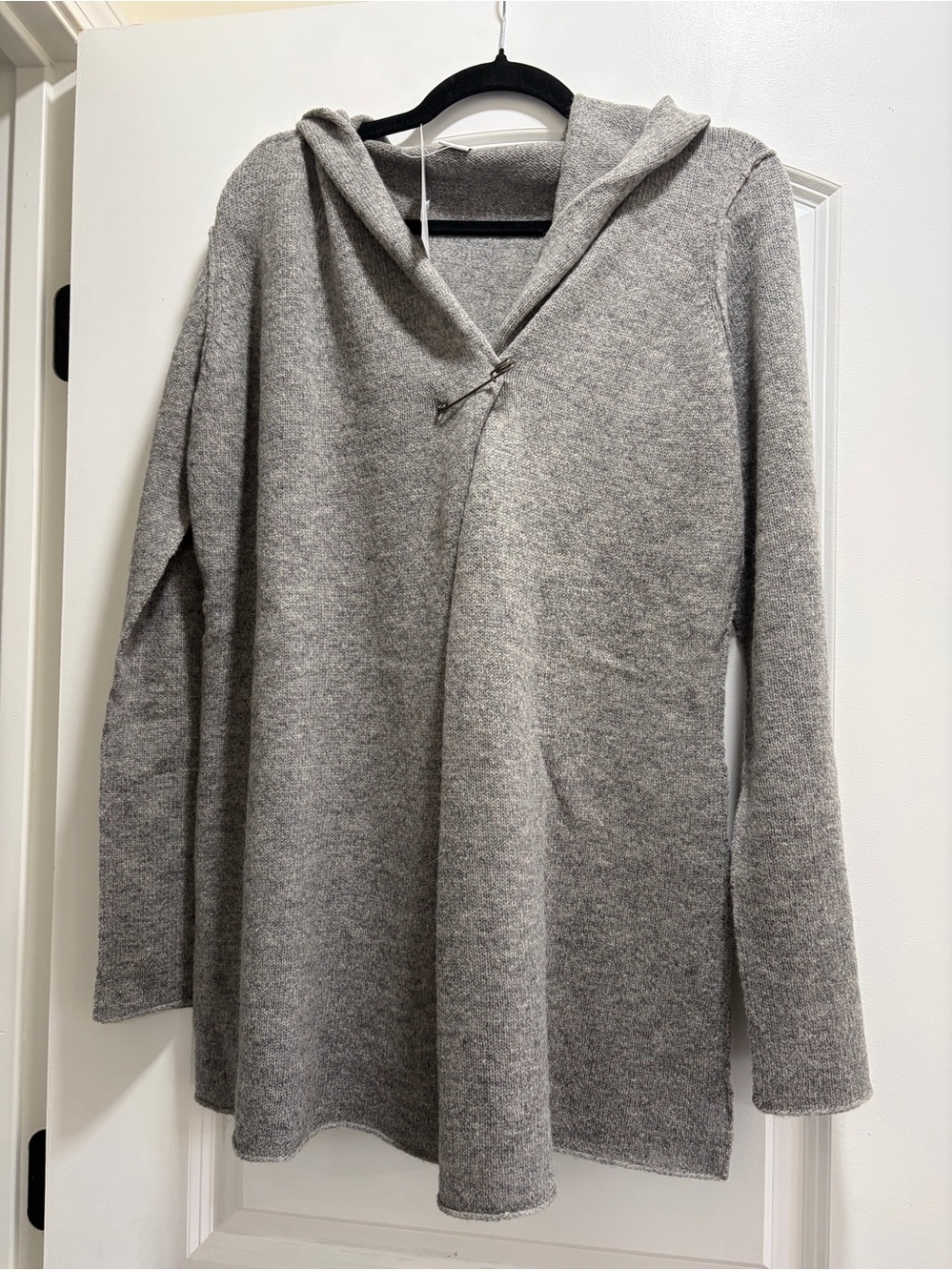 NWT CAbi 100% Lambswool Hooded Open Cardigan Jacket Grey XLG